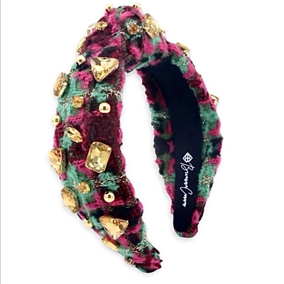 Brianna Cannon Tweed Headband Green Multi colored Crystals & Beads New - Picture 16 of 16